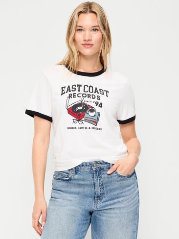 Old Navy EveryWear Crew-Neck T-Shirt - White Lilies in Kuwait
