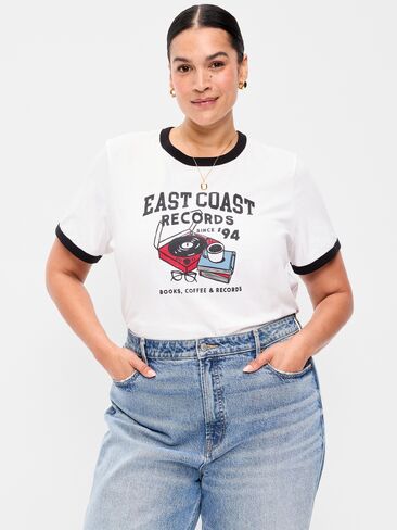 Old Navy EveryWear Crew-Neck T-Shirt - White Lilies in Kuwait