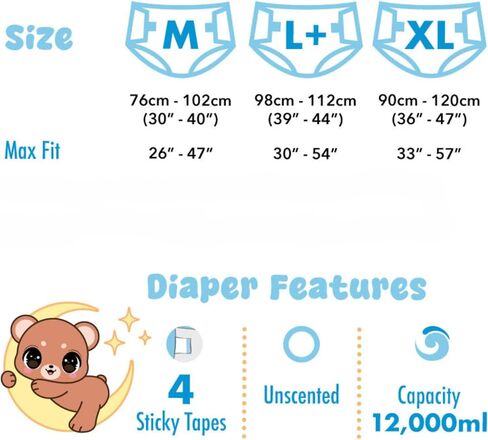 Rearz - Lunar Cub - 12L Adult Diapers (8 Pack) (Large) in Saudi Arabia