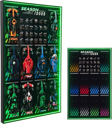 Display Wallboard with RGB LED Lights Compatible with Lego Speed Champions F1 Collector's Pack, 20 Color&22 Lighting Modes, Wall Mount Compatible with Lego 66802 Collectible F1 Model Car Kit in Saudi Arabia