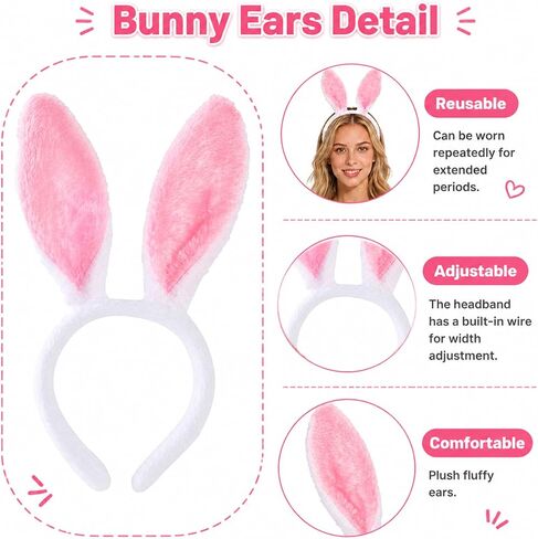 24 Pcs Bunny Ears Headband Rabbit Ears Headband Bulk Bunny Headband Stuff Rabbit Ear for Party Easter Gifts Women in Saudi Arabia