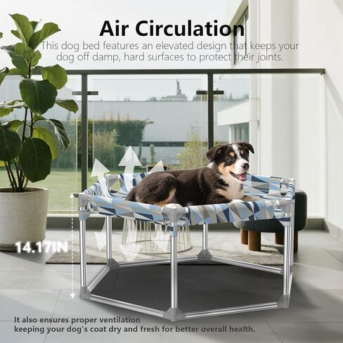 Elevated Dog Bed with Full Guardrail, Raised Dog Sofa Beds, Rectangular Sleeping Puppy Bed，Cooling Outdoor Pet Cot with Breathable Cotton Fabric (Small in Kuwait