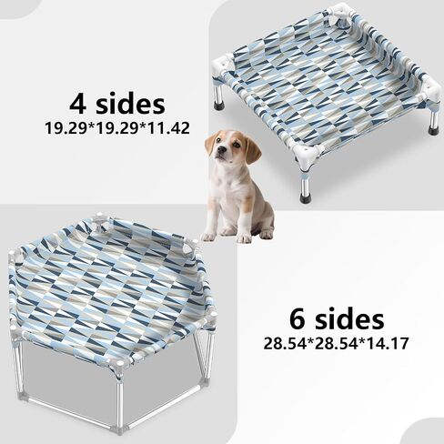 Elevated Dog Bed with Full Guardrail, Raised Dog Sofa Beds, Rectangular Sleeping Puppy Bed，Cooling Outdoor Pet Cot with Breathable Cotton Fabric (Small in Kuwait