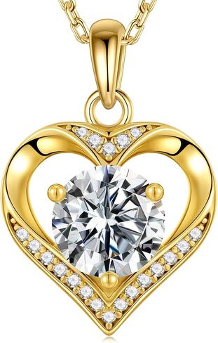 MOOSEA Heart Moissanite Pendant Necklace for Women, 1-3 Carat D Color VVS1 Clarity 925 Sterling Silver Moissanite Necklace, Anniversary Eternity Jewelry Present for Wife, Birthday Gifts for Women in Saudi Arabia