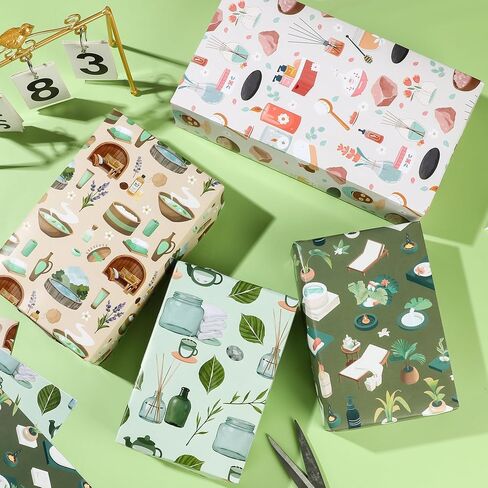 Pineraap 12 Sheets Green Fairy Wrapping Paper, Green Watercolor Woodland Fairy Floral Gift Wrap Paper for Girls Birthday Party, Wedding, Baby Shower, Bridal Shower, DIY Crafts, 27.6 x 19.7 In in Saudi Arabia