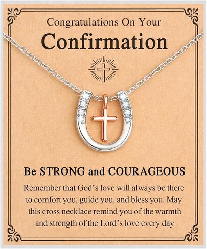 Shonyin Cross Horseshoe Necklace Teen Girls Women Trendy Stuff Christian Religious Gift, Symbolizes Hope, Love, Good Luck, Protection, Fortune in Kuwait
