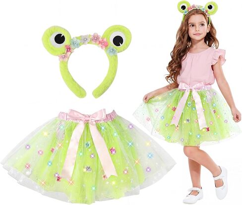 PinkSheep Girls Costume Set,Led Light Up Girls Tutu Skirt with Headband Bow Tie, Kids School Party Outfit Dress Up Cosplay in Saudi Arabia