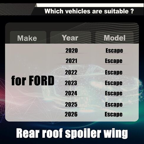 STSEV01 Rear Spoiler Roof Wing Compatible with Ford Escape S/SE/SEL/Titanium 2013-2019, Glossy Black ST-Line Style Tailgate Top Wing Lip Exterior Accessories in Saudi Arabia