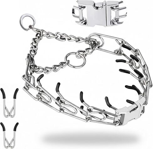 Prong Collar for Dogs - Heavy Duty Stainless Steel Adjustable Dog Training Collar for Pulling & Obedience, No Pull Collar with Quick Release Buckle & Blunt Metal Tips for Small, Medium & Large Dogs in Saudi Arabia