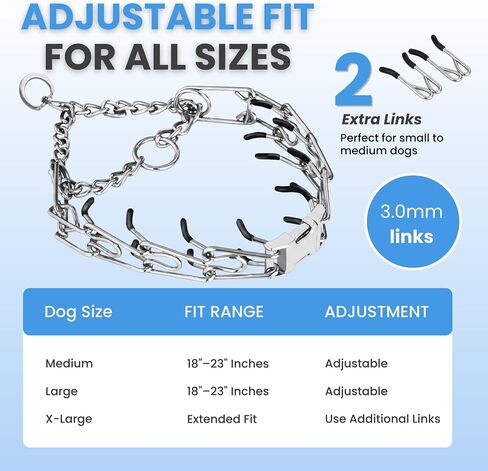 Prong Collar for Dogs - Heavy Duty Stainless Steel Adjustable Dog Training Collar for Pulling & Obedience, No Pull Collar with Quick Release Buckle & Blunt Metal Tips for Small, Medium & Large Dogs in Saudi Arabia
