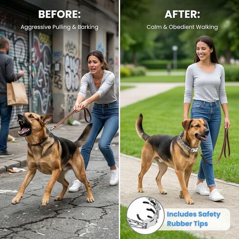 Prong Collar for Dogs - Heavy Duty Stainless Steel Adjustable Dog Training Collar for Pulling & Obedience, No Pull Collar with Quick Release Buckle & Blunt Metal Tips for Small, Medium & Large Dogs in Saudi Arabia