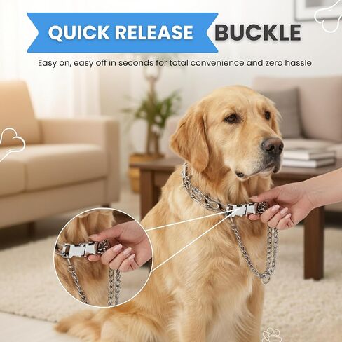 Prong Collar for Dogs - Heavy Duty Stainless Steel Adjustable Dog Training Collar for Pulling & Obedience, No Pull Collar with Quick Release Buckle & Blunt Metal Tips for Small, Medium & Large Dogs in Saudi Arabia