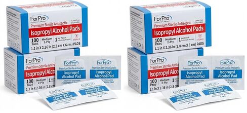 ForPro Premium Sterile Alcohol Prep Pads, 70% Isopropyl, 200 Medium 2-Ply Antiseptic Wipes, Individually-Wrapped, 100-Count (Pack of 2) in Saudi Arabia