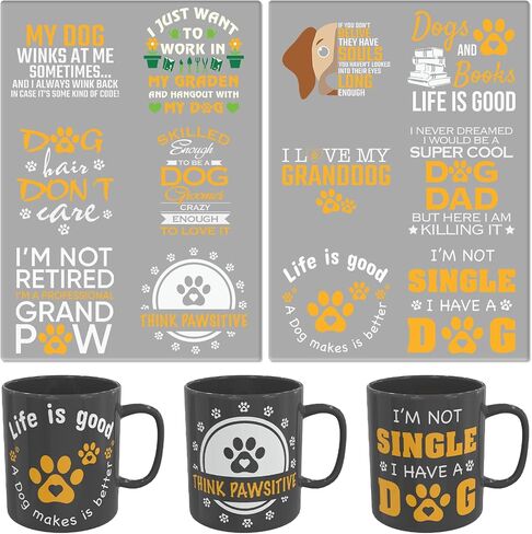 12PCS UV DTF Cup Wrap,Puppy Coffee UV DTF Cup Wraps Transfer Stickers,Easy to Operate and Design,Suitable for Party Decoration, Birthday Decoration, Home Decoration in Saudi Arabia