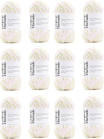 حلقات وخيوط Rose Blossom Sweet Snuggles Lite Yarn - خيوط ثقيلة للغاية للحياكة والكروشيه والنسيج والفنون والحرف اليدوية، 12 عبوة in Kuwait