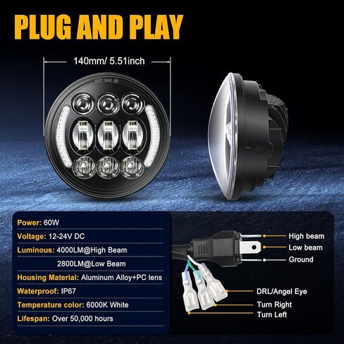 مصباح أمامي LED مقاس 5-3/4 بوصة من SUPAREE مقاس 5.75 بوصة لسيارة Dyna Street Bob Super Wide Glide Low Rider Night Rod Train Softail Deuce Sportster Iron 883 in Kuwait