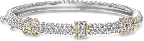 Ross-Simons 0.11 CT. T.W. سوار سوار محطة الماس في الفضة الاسترليني والذهب الأصفر 14 كيلو بايت in Kuwait