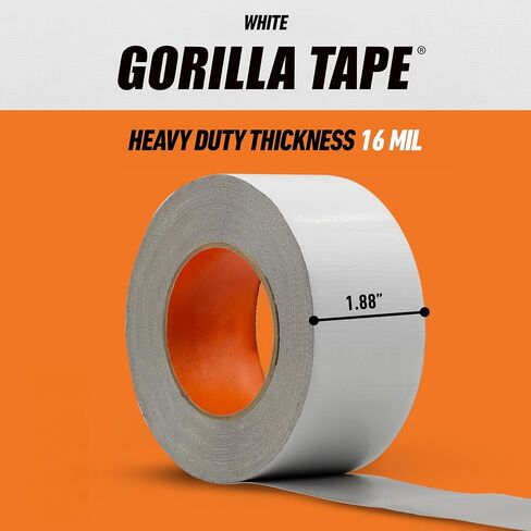 Gorilla Tape, White Duct Tape, 1.88" x 30 yd, White, (Pack of 1) in Kuwait