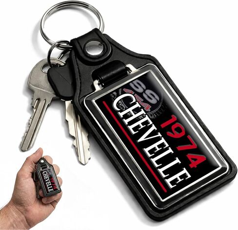Brotherhood 1966 Compatible with Chevelle Checkered Flag Red White Blue Design Faux Leather Key Chain Key Ring - Formal Keychains for Women and Key Chains Men for Classic Retro Cars in Saudi Arabia