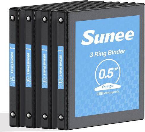 مجلدات SUNEE مقاس 5.08 سم و3 حلقات مكونة من 4 قطع، مجموعة مجلدات كلاسيكية بأربعة ألوان مقاس 2 بوصة (8.5 × 11 بوصة) للوازم المكتب أو المدرسة أو المنزل in Kuwait