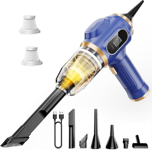 Portable Car Vacuum Cordless Mini Handheld Vacuums Cleaner Rechargeable with LCD Display and Multi-Nozzles, High Power Hand held Cleaners for Car, Home, Office, Sofa, Pet Hair,Keyboard in Kuwait
