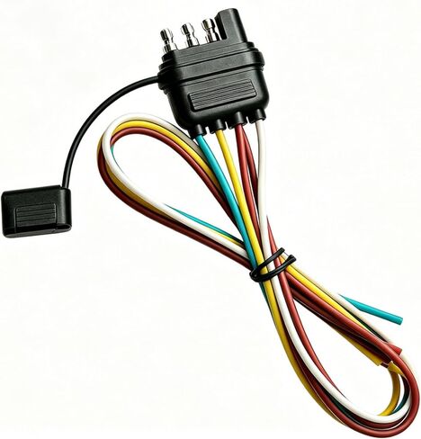 18 Inch Pure Copper 4 Pin 5 Wire Trailer Wiring Harness Plug Male End Replacement Connector for Trailer Hitch Wire Multi-Purpose Ship Lamp Dust Cover with Trailer Side 4-Pin Trail Lamp Plug in Kuwait