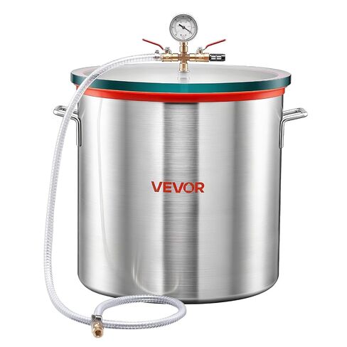 VEVOR 3 Gallon Vacuum Chamber, Upgraded Tempered Glass Lid Vacuum Degassing Chamber, 304 Stainless Steel Chamber, for Stabilizing Wood, Resin Degassing, Silicone Degassing and Plaster Degassing in Saudi Arabia