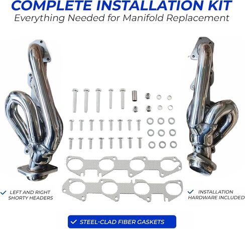 Ram 1500 5.7 رؤوس Hemi Shorty استبدال مباشر لمشعبات عادم المصنع 2009-2018 و2019-2024 Ram 1500 Classic 5.7L طراز الجسم القديم 2WD 4WD 304 من الفولاذ المقاوم للصدأ يتضمن الحشيات والأجهزة in Kuwait