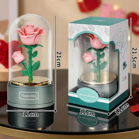 صندوق موسيقي من Sweet Time Beauty and The Beast Rose، وردة حمراء مضيئة في قبة زجاجية، هدية صندوق موسيقى لصديقتك والزوجة والأم وعيد الحب وعيد الأم وعيد الميلاد in Kuwait
