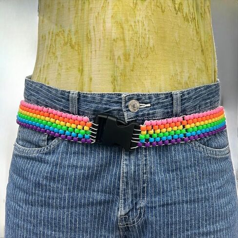 Grunge y2k Scene Accessories, Belt for Festival Fashion, EDM Party Essentials, Bold Style for Party Lovers, Colorful Design in Saudi Arabia