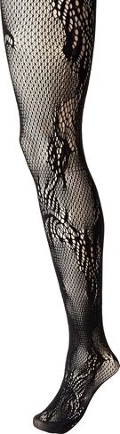 Natori Womens Feather Lace Net Tights Black SM One Size in Kuwait