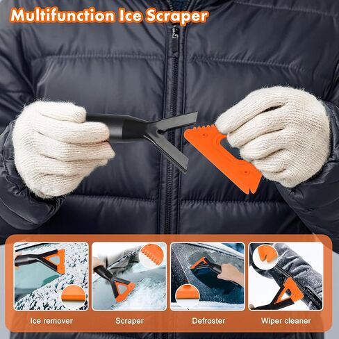 E-SDS 60" Snow Broom Ice Scraper Bendable Snow Remover for Cars with 12.2" Foam Head, Extendable Snow Brush for Car, Truck and SUV (Orange and Black) in Kuwait