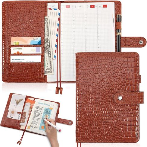 غطاء من جلد البولي يوريثان لأجهزة الكمبيوتر المحمولة بحجم A5 وغطاء مخطط وردي متوافق مع Hobonichi Cousin Stalogy وغطاء مجلة MD A5 مع جيوب حلقة القلم لمخطط الكمبيوتر المحمول القابل لإعادة الملء in Kuwait