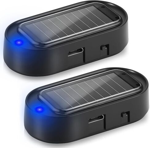 إنذار دمية محاكاة للطاقة الشمسية للسيارة، 2 حزمة من ضوء أمان وامض LED مضاد للسرقة مع منفذ شحن USB جهاز إنذار للسيارة ضد السرقة (أحمر) in Kuwait