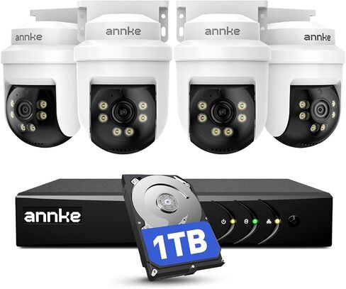 نظام CCTV ANNKE 16CH 5MP Lite مع صوت/ميكروفون، 5 في 1 H.265+ Surveillance AI DVR و8 × 1080P كاميرات مقاومة للطقس مع إضاءة مزدوجة ذكية، اكتشاف الإنسان/المركبة، رؤية ليلية ملونة، محرك أقراص ثابتة سعة 2 تيرابايت in Kuwait