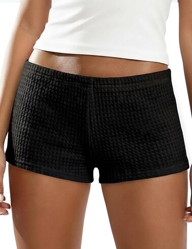 IWOLLENCE Women's Striped Micro Shorts Knit Low Rise Y2K Going Out Mini Shorts Casual Short Loungewear in Saudi Arabia