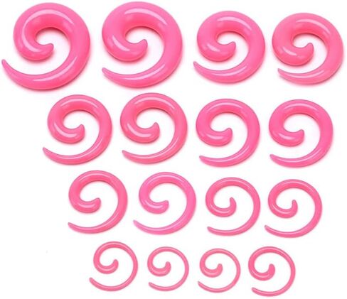 16pc Multi Color Snail Spiral Acrylic Hook Taper Flesh Ear Plug Stretching Kit Jewelry Set 14g (1.6) to 00g (10mm) in Saudi Arabia