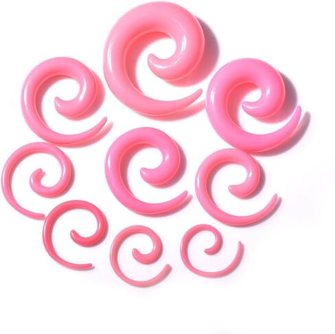 16pc Multi Color Snail Spiral Acrylic Hook Taper Flesh Ear Plug Stretching Kit Jewelry Set 14g (1.6) to 00g (10mm) in Saudi Arabia