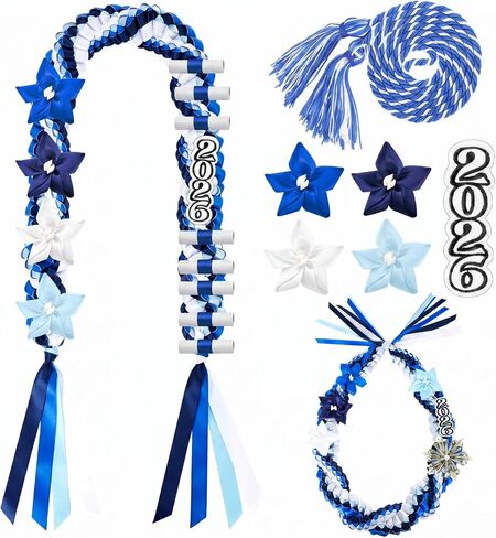Craftsatin 2026 Graduation Money Leis مع سلك الشرف فئة 2026 شريط التخرج Money Leis طقم قلادة يدوية مضفرة مزدوجة لمستلزمات حفلات التخرج من المدرسة الثانوية (أحمر أسود) in Kuwait