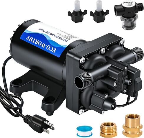 مضخة المياه RV البيئية 12volt 3.5mpm 50ppsi 12v مضخة الحجاب الحاجز الطازج مع مفتاح الضغط والتعبير الذاتي لليخوت اليخوت شاحنة طعام in Kuwait