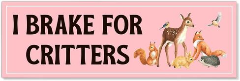 I Brake for Critters Funny Car Bumper Magnet Sticker, Protect Wildlife Waterproof Pink Car Sticker for Women Driver, Cute Critters Vehicle Bumper Magnet, Driving Gifts for Animal Lovers Bestie in Saudi Arabia