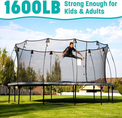 SKYWALKER TRAMPOLINES Epic Series 16 FT Round Outdoor Trampoline for Kids and Adults with Enclosure Net, Padded Spring Cover, ASTM Approval, 1600 LBS Weight Capacity in Kuwait