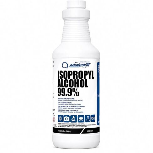 Nanoskin 99.9 ٪ isopropyl iceabl cholect عالية الرقم IPA 32 fl oz (946 مل)-التبخر السريع ، لا مذيب بقايا للإلكترونيات ، PCB ، طباعة ثلاثية الأبعاد ، البصريات ، تلقائي ، إزالة الشحوم | فرك الكحول عبوة واحدة in Kuwait
