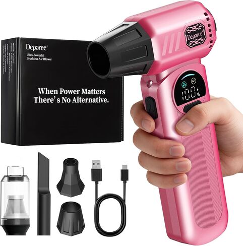 B50 Compressed Air Duster & Vacuum Cleaner, 150,000RPM Turbo Fan with Smart Display & Variable Speed Control, Mini Cordless Electric Air Duster Rechargeable Blower for PC Computer Car Home - Black in Kuwait