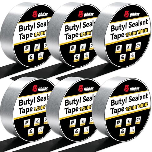 1 Pack Butyl Sealant Tape 2" X 90' - Double Sided - Black Vapor Barrier Butyl Tape for Wall of Crawl Space, Rv Windows, Deck Boat, Crawlspace (Waterproof, Weatherproof) in Saudi Arabia