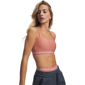 تحت Armor Crossback Mid Impact Heather Sports Bra ، (688) Cinna Red / / White ، Medium in Kuwait