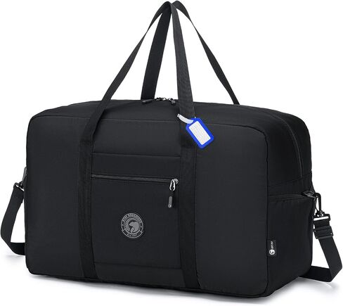 Carry on Bag 22x14x9 Airlines Approved, 48L Canvas Travel Duffel Bags for Men Women Duffle Bag for Airplane Weekender Overnight Gym (Black) in Saudi Arabia