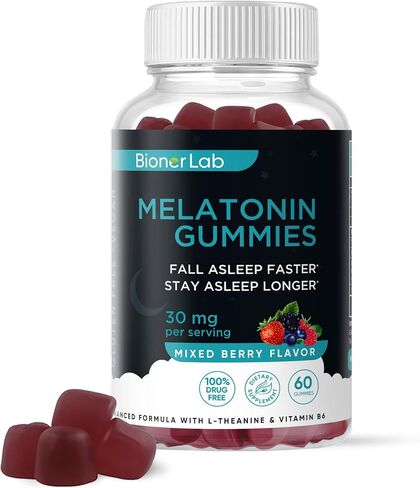 Organic Melatonin Gummies (30mg) Enhanced with L-theanine & Vitamin B6 for Adult Women Men - Extra Strength Chewables Calm Gummy - Gluten Free in Saudi Arabia