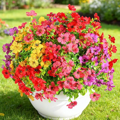 12 Bundles Artificial Fall Flowers Faux Mums for Outdoor Decoration Fake Fall Plants Flowers UV Resistant for Front Door Porch Patio Balcony Autumn Decor in Saudi Arabia