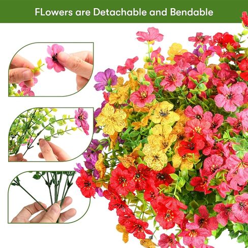 12 Bundles Artificial Fall Flowers Faux Mums for Outdoor Decoration Fake Fall Plants Flowers UV Resistant for Front Door Porch Patio Balcony Autumn Decor in Saudi Arabia